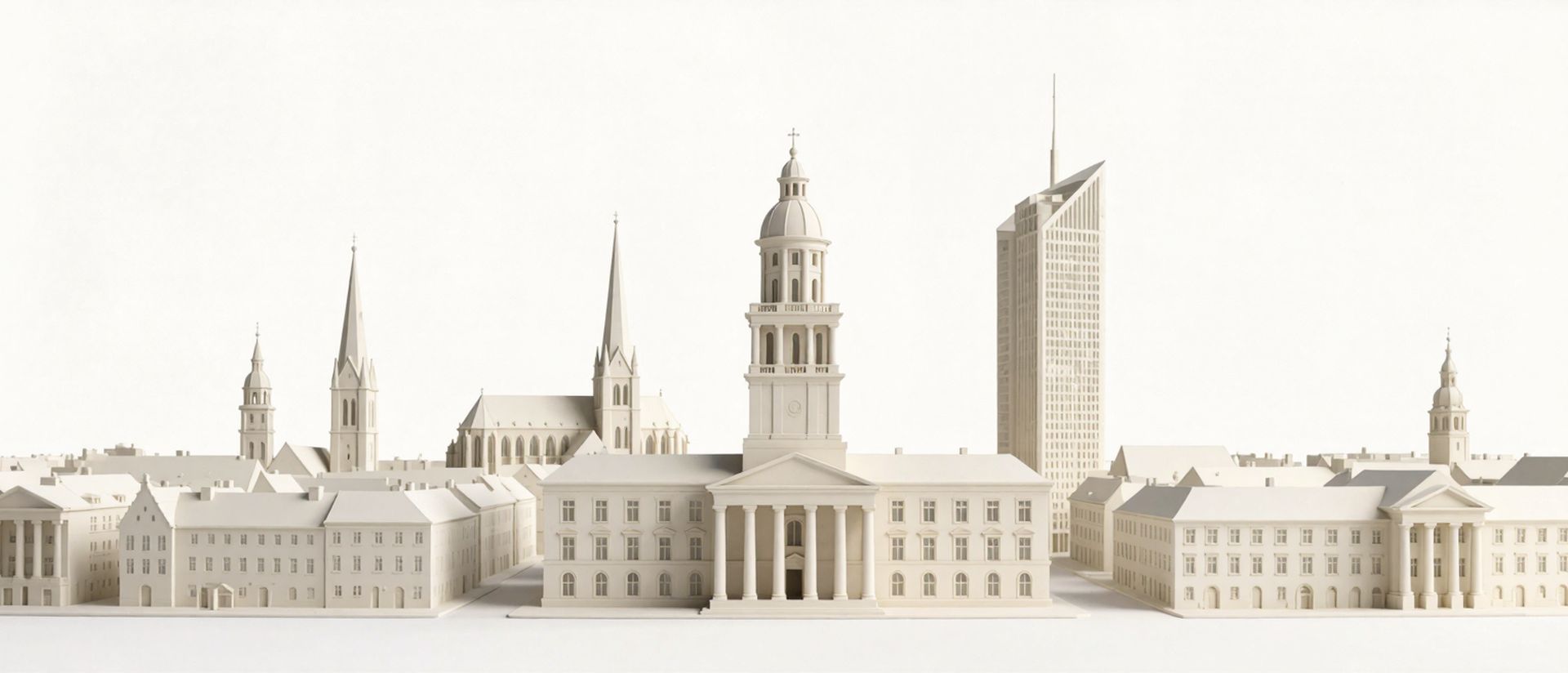 Geförderte Weiterbildung in Leipzig — Skyline von Leipzig als Architekturmodell